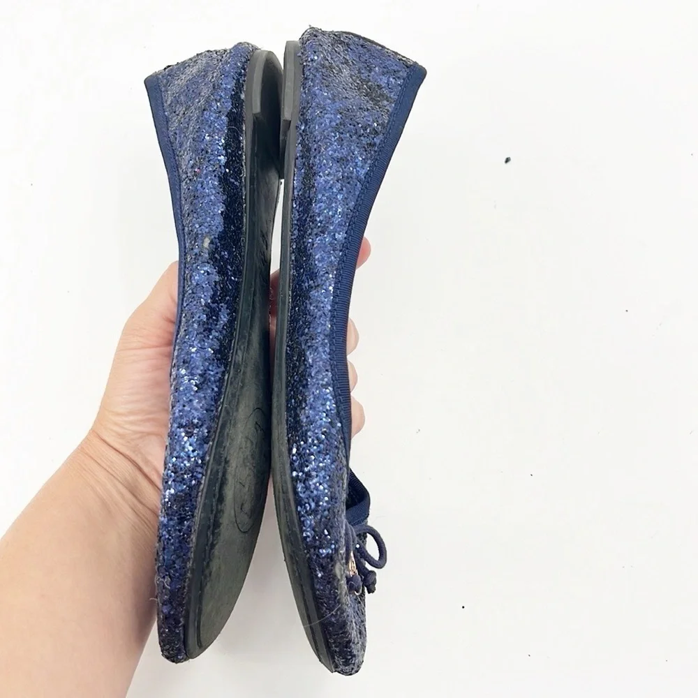 Tory Burch Chelsea Glitter Ballet Flats Navy Blue Size 8.5
